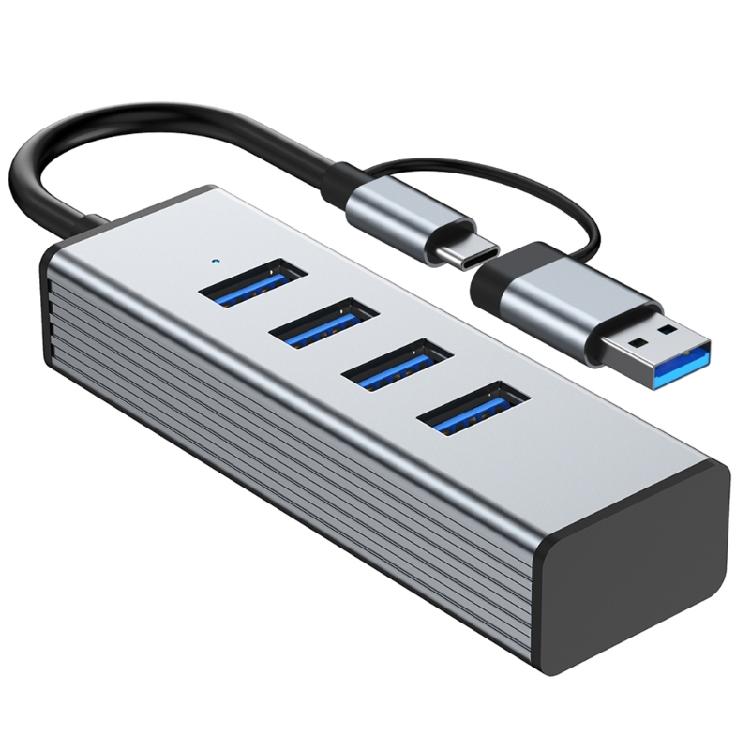 4 Port USB3.0 Hub Adapter Fast Speed 10Gbps Data Transfer Wide Compatibility for Laptops Tablets Smartphones and More