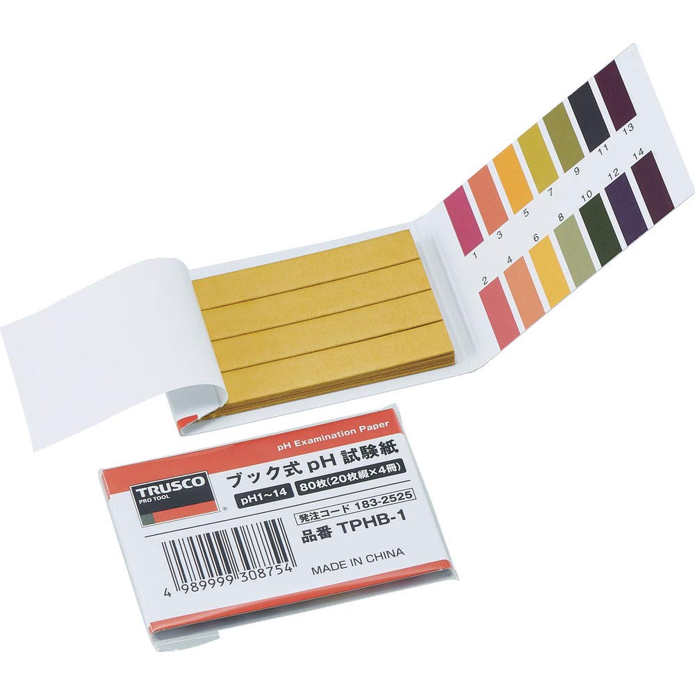 TRUSCO pH Testovací papír pH 20 listů x 4 knihy x kniha, 1-14, 20, TPHB-20