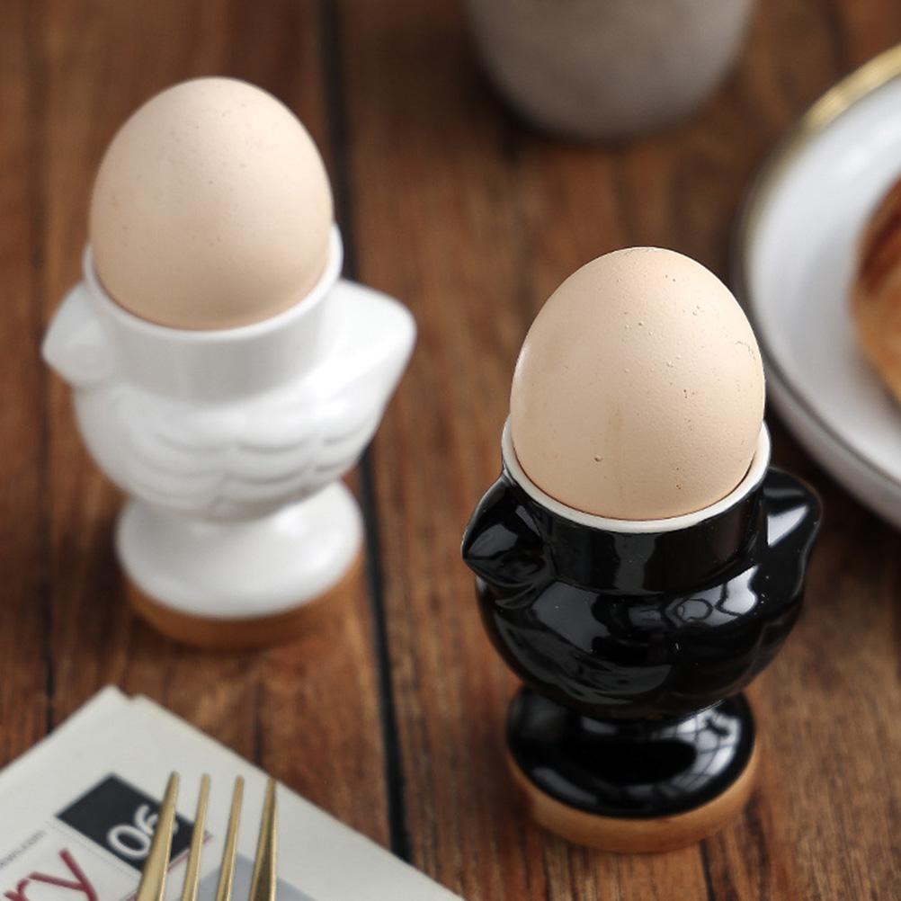 Ceramic Egg Cup Chick Shape Boiled Egg Cup Holder Stand Container Kitchen Breakfast Banquet Eggs Supplies