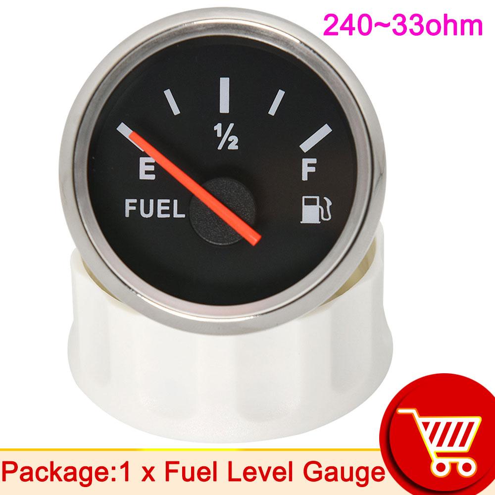 52mm Fuel Level Gauge with Red Backlight for 0~190 Ohm 240~33ohm Fuel Level Sensor Universal Boat Car Truck RV Instruments