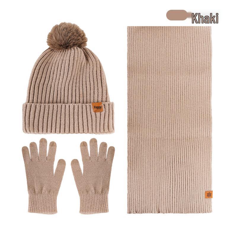 Wool Knitted Hat, Scarf, and Glove Set