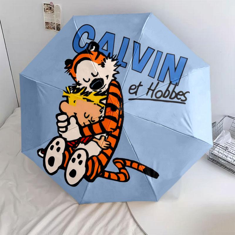 

CalvinHobbes Pattern Pattern New Style Umbrella, 1 Piece Automatic Folding Umbrella, Portable Foldable Travel Umbrella, Outdoor Umbrella,Birthday Gift