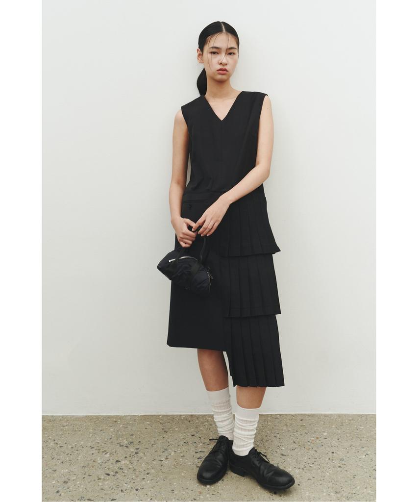 Recorde Pleats Layered Sleeveless Dress_Rqdam25565Bkx