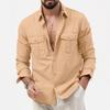 Men's Multi-Pocket Casual Long Sleeve Shirt for Men