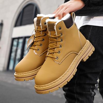 Winter Men's Short Cotton Boots Trendy Velvet Warm Men's Snow Boots British High-top Men Shoes Tooling Boot Boots Botas Hombre