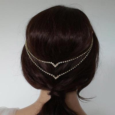 Stonefans Boho Basit Taklidi Saç Klipleri Gelin Düğün Başlığı Moda Headdress Çift Katmanlar Yeni Büyüleyici Saç Zinciri Kız