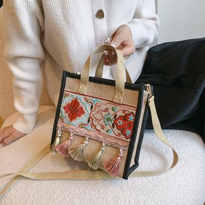 Artistic and Chinese-style Tassel Single-shoulder Bag Handbag Large-capacity Hand-held Linbao