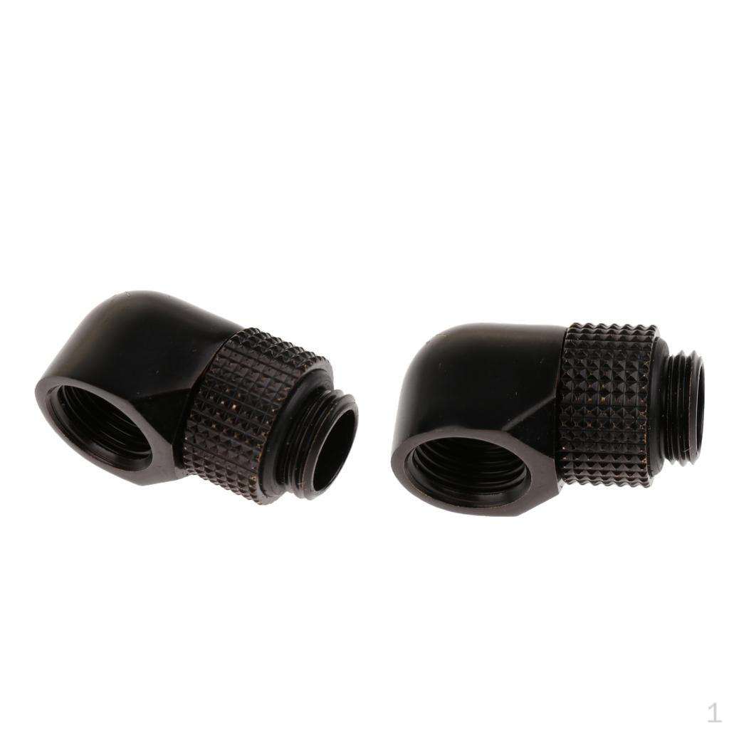 2 Pack G1/4" Thread 90 Degree Rotary Fitting for PC Liquid Cooling