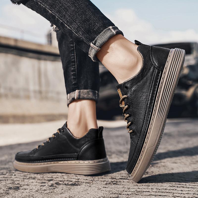 Luxury Brand Mens Shoes Casual Leather Male Comfortable Sneakers Stylish Skate Shoes Men All-match Male Lace-Up Walking Shoes