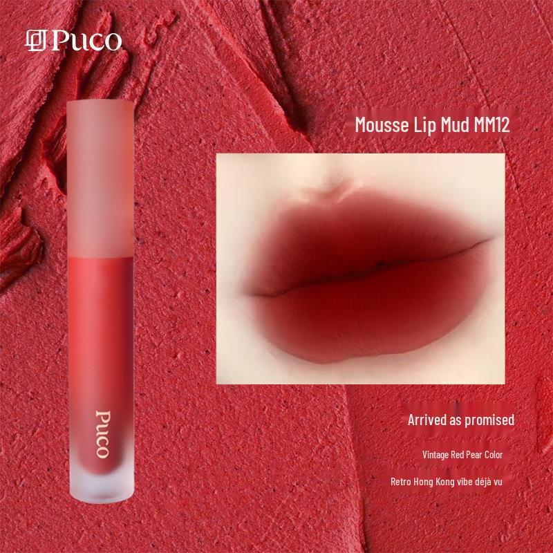 PUCO Mousse Lip Mud Velvet Matte Lipstick in Berry Milk Tea (01 Bean Paste Color) MM03