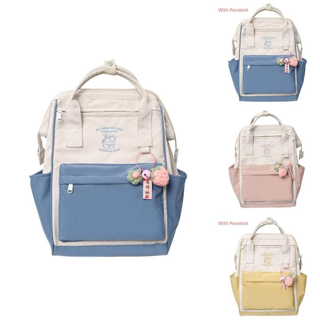 Nylon Lightweight Waterproof Trendy Backpack Colorful Letter Pattern For Girls
