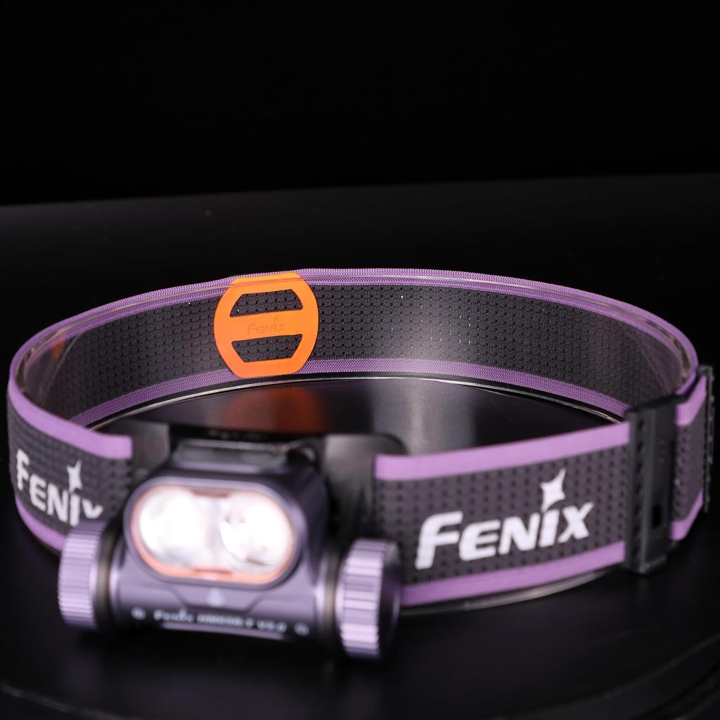 Fenix Rechargeable LED 1600 3400mAh IP68 Waterproof and 170 Meter Dual Light for Emergency and Power Headlamp Black with Purple Headlight HM65R-T V2.0
