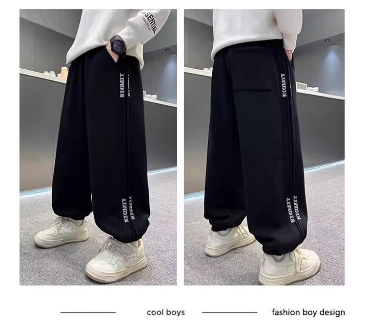 Boys' Fleece-Lined Thick Winter Sports Pants, New 2025 Style, One-Piece Sweatpants for Older Children
