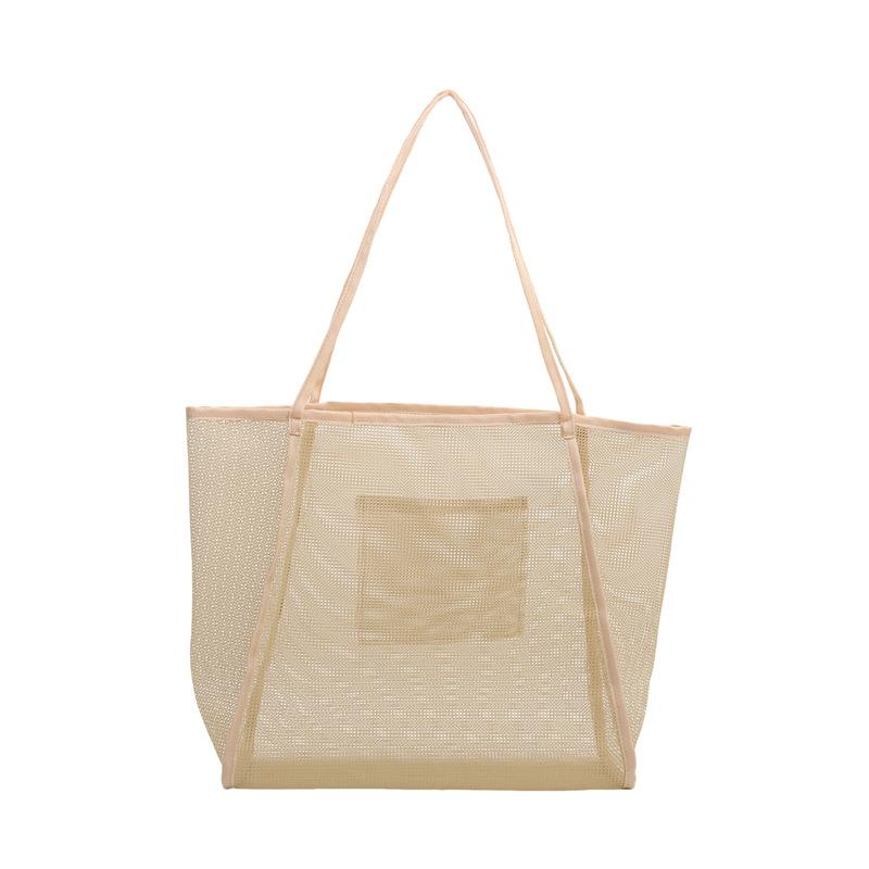 New Transparent Mesh Satchel Bag Women's Tide Ins Style Toy Seaside Tote Beach Bag Large Capacity Mesh Shoulder