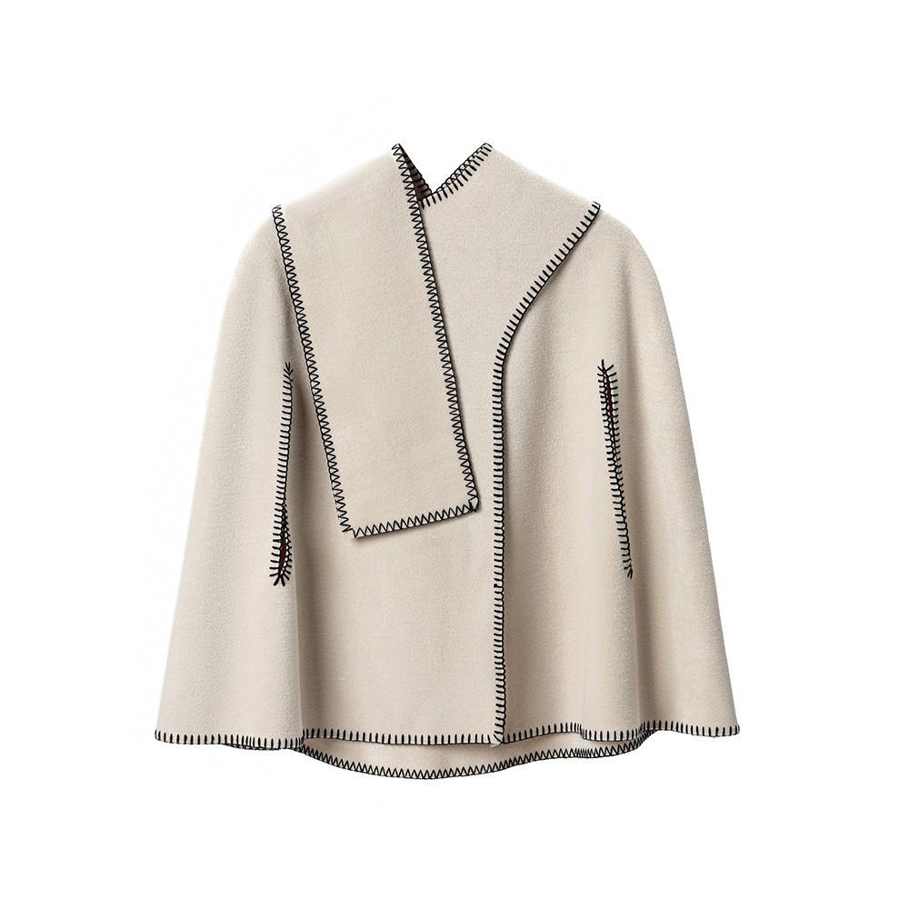 Women Double‑Face Fabric Cape Shawl Contrast