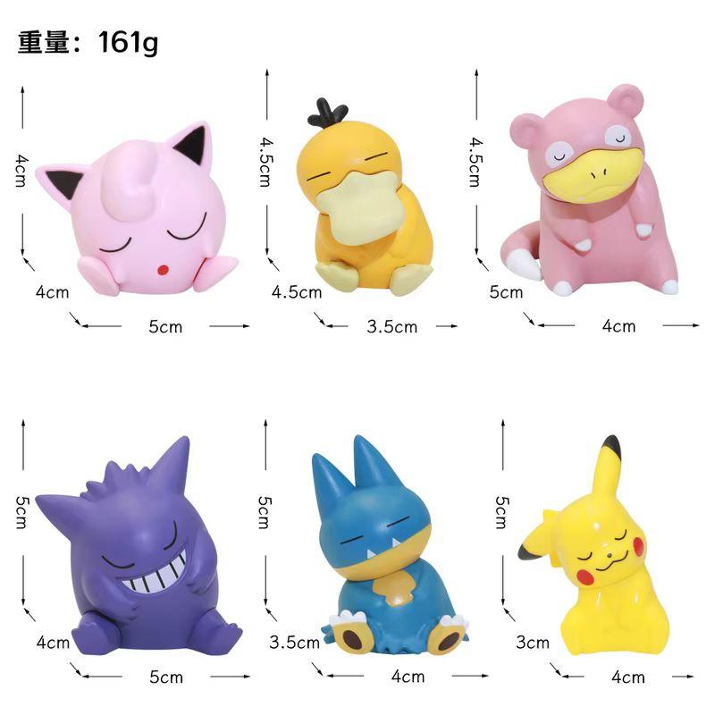 Anime Pokemon Sleep Series Action Figure Gengar Snorlax Tilt Head Model Doll Car Desktop Ornament Decor Toys Collectibles Gifts