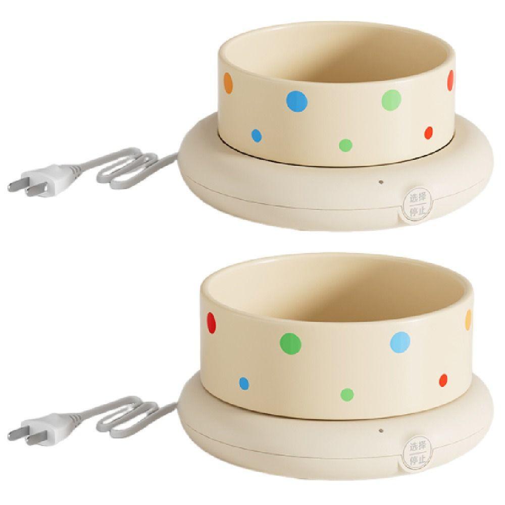 Ceramic Pet Heated Water Bowl Noiseless Temperature Adjustable Self-Heating Water Bowl Multifunction Stable