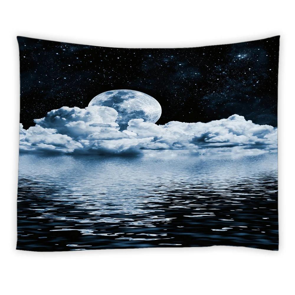 Ночное небо луна декоративный гобелен украшение для офиса гостиной домашний настенный — фото 7