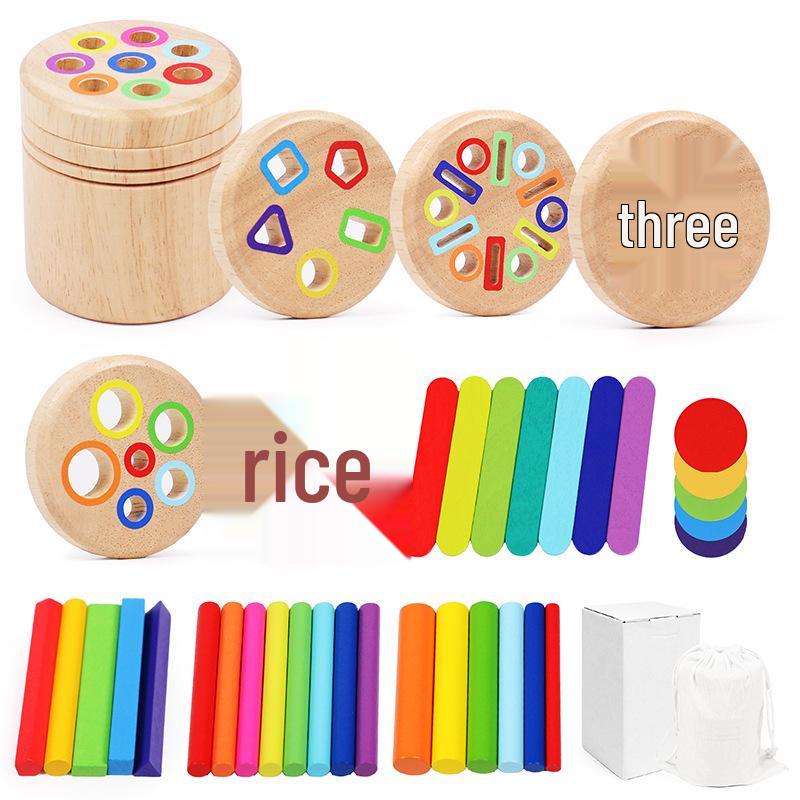 Drewniany cylinder Montessori do sortowania kształtów - Zabawka do rozpoznawania kolorów dla małych dzieci