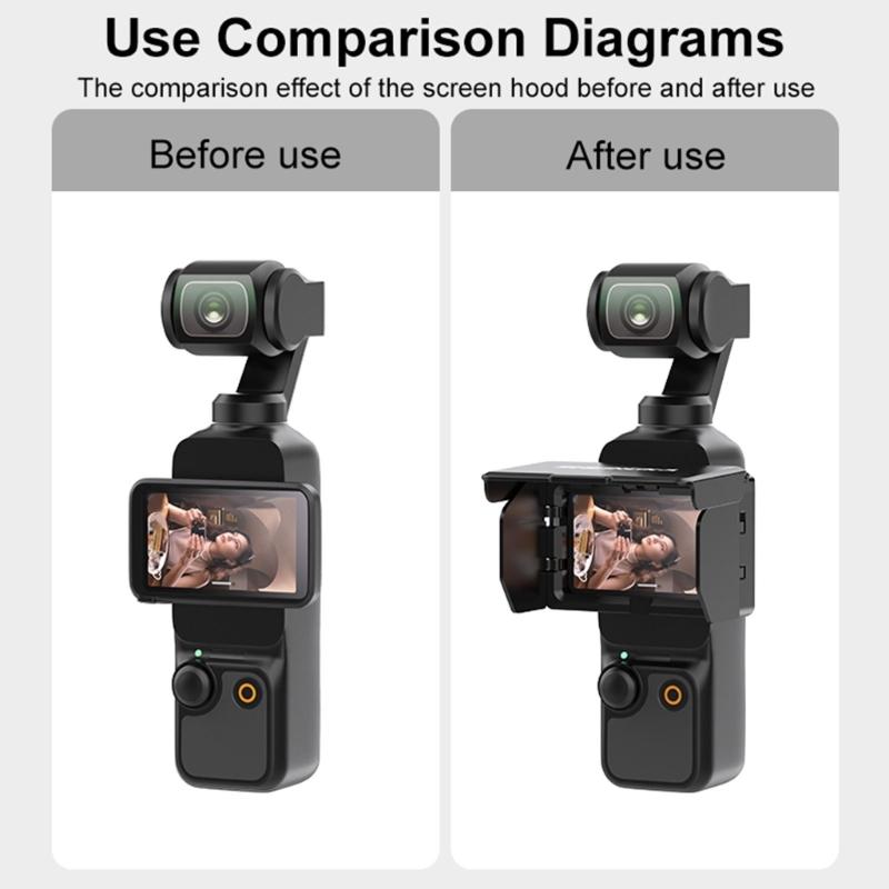 Gegenlichtblende für Pocket 3 Kamera Leichtgewichtiger Sonnenschutz Verbessert die Bildschirmsichtbarkeit bei Außenaufnahmen