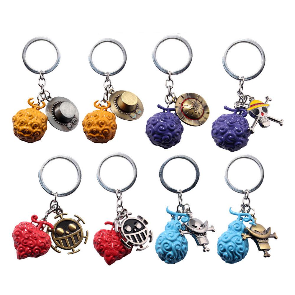 One Piece Devil Fruit Keychain & Zoro Metal Pendant Set