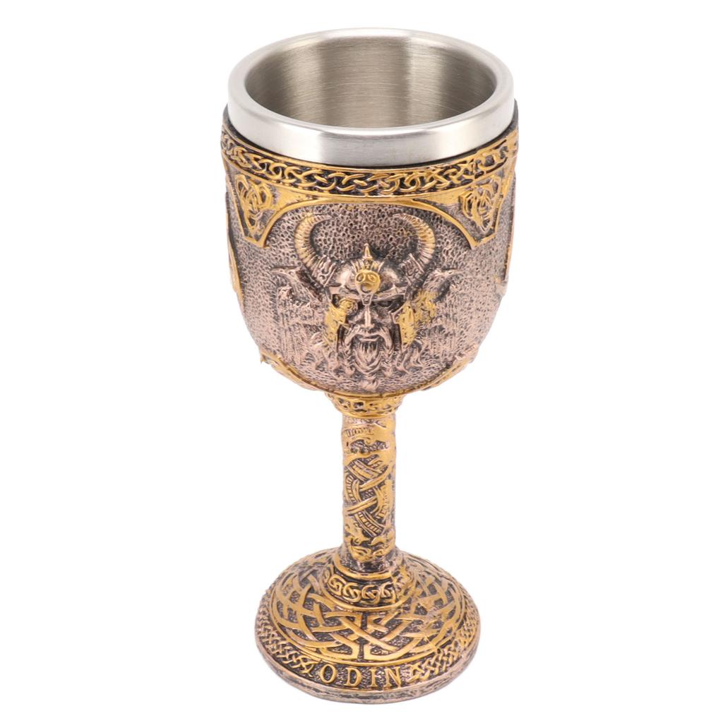 Nordic Viking Goblet Retro Resin Stainless Steel Beer Cup for Cocktails Whisky Red Wine