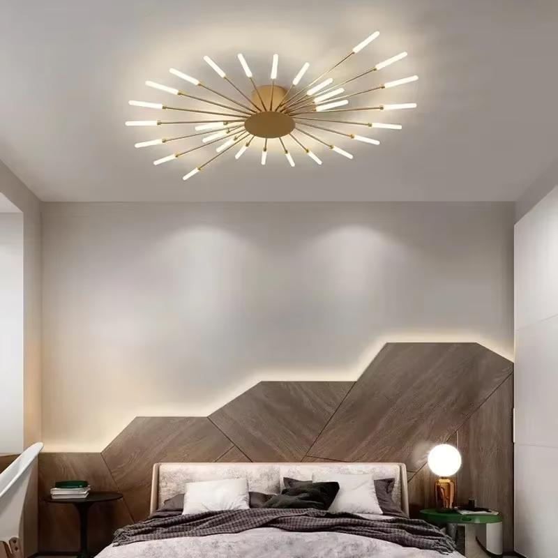 Modern Firework Led Ceiling Lights Home Decor Living Room Bedroom Ceiling Lamps Lustre Lighting Black Gold Mounted Lamp Fixtures