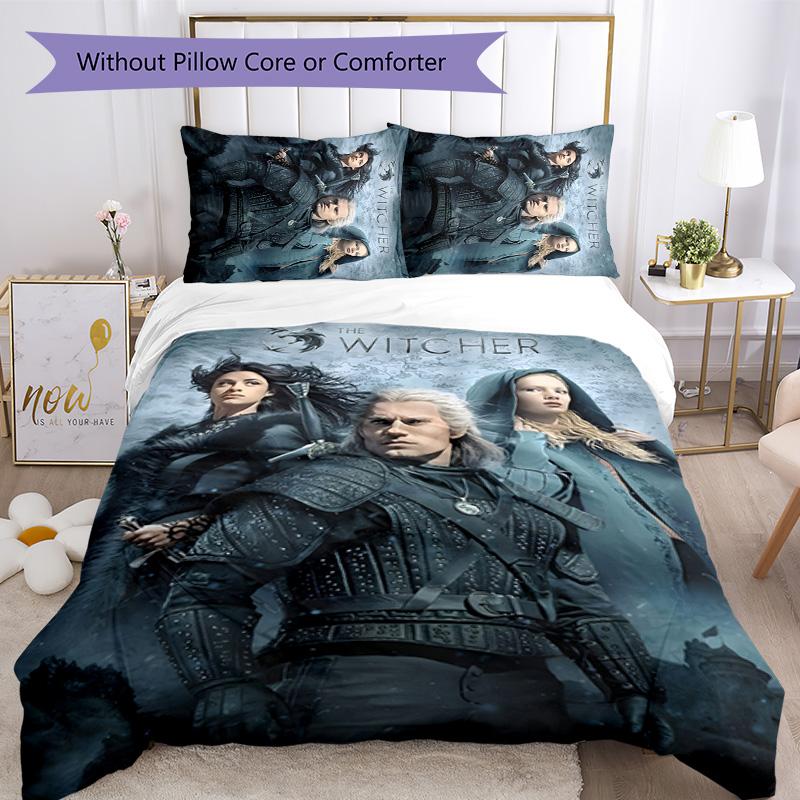 3pcs The Witcher Design Cover Set - HD Printed Bedding with 1 Cover and 2 Pillowcases - Perfect for Home and Dorm Decor