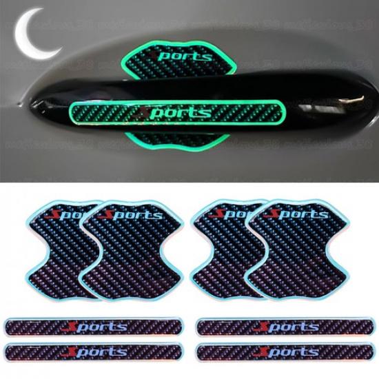 8x Luminous Car Door Bowl Handle Anti-Scratch Sticker Handle Protective Film