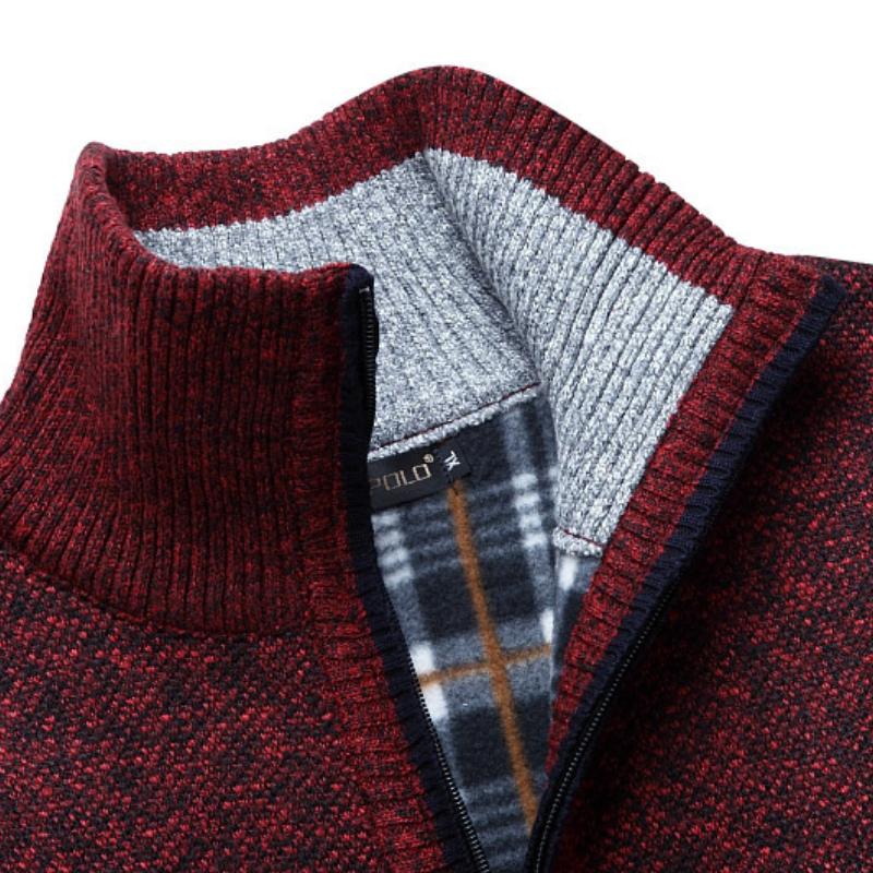 Maglione da Uomo Autunno e Inverno Collo Alto Giacca Spessa in Velluto Plus Maglione Lavorato a Maglia Largo Collo Semi-alto Top con Cerniera Camicia Base