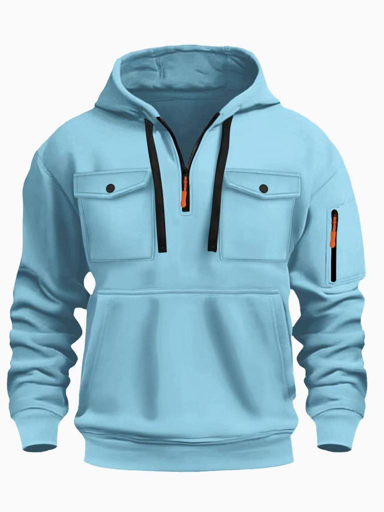 Herren Herbst/Winter Lässiger Vielseitiger Mehrere Taschen Plus Samt Langarm Hoodie