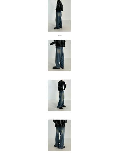 MYQ Men's Korean Style Loose Straight Jeans - Retro Wide-Leg Spring Pants