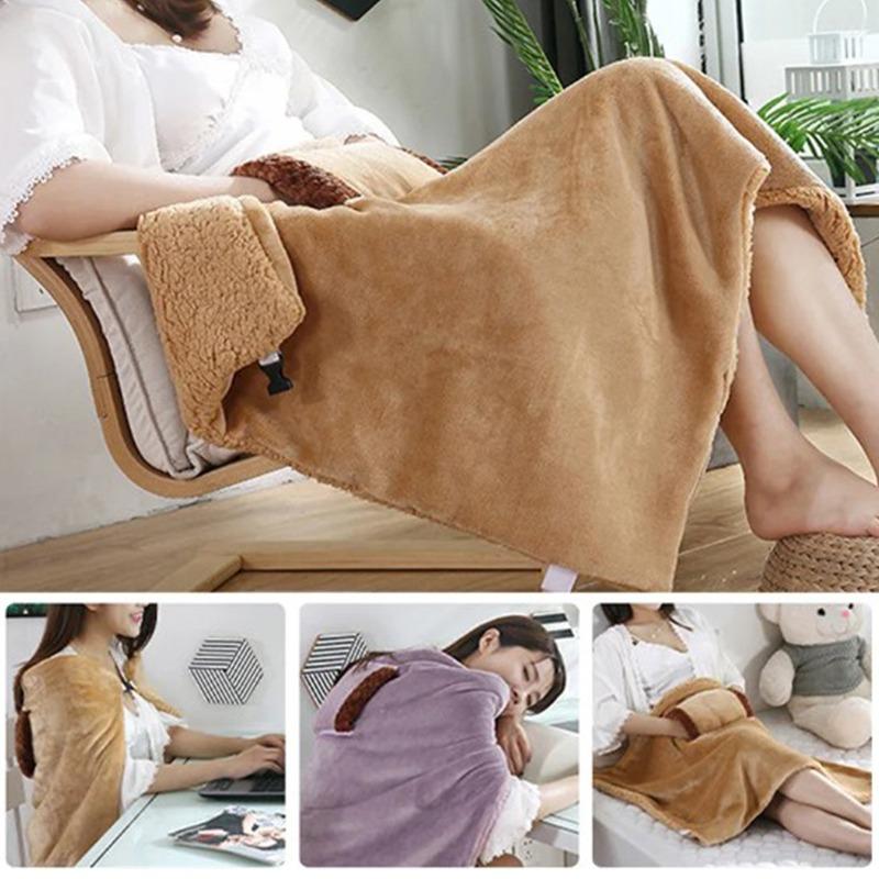 Одеяло с электрическим подогревом 60x80 см, USB Многофункциональное зимнее согревающее одеяло для рук, наколенники, офисное шерстяное дорожное одеяло для обеда, перерыва