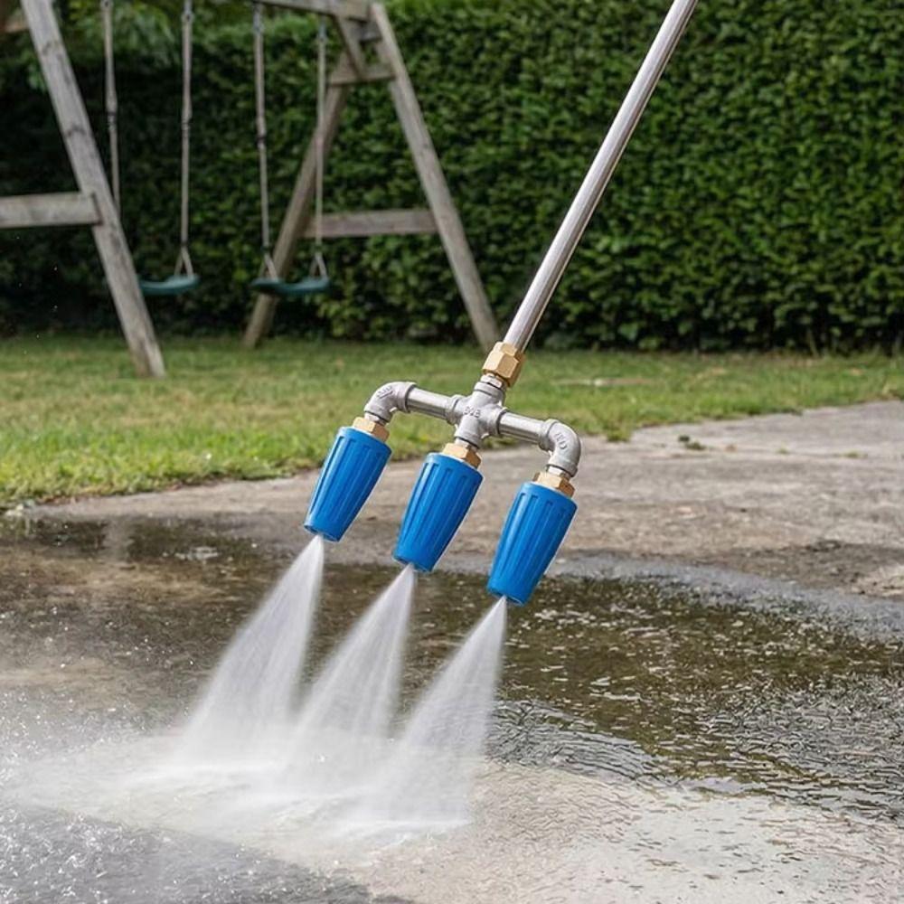 1/4 Inch Quick Connector Turbo Nozzle 360-Degree Rotation Triple Turbine Nozzle  Lawn