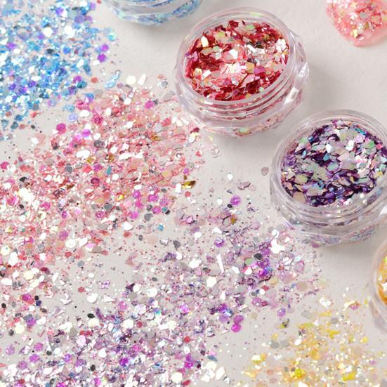 1 Dose Nailart Pailletten Unregelmäßige Form Glänzender Visueller Effekt Ultradünn Mehrere Stile Nailart Glitzer