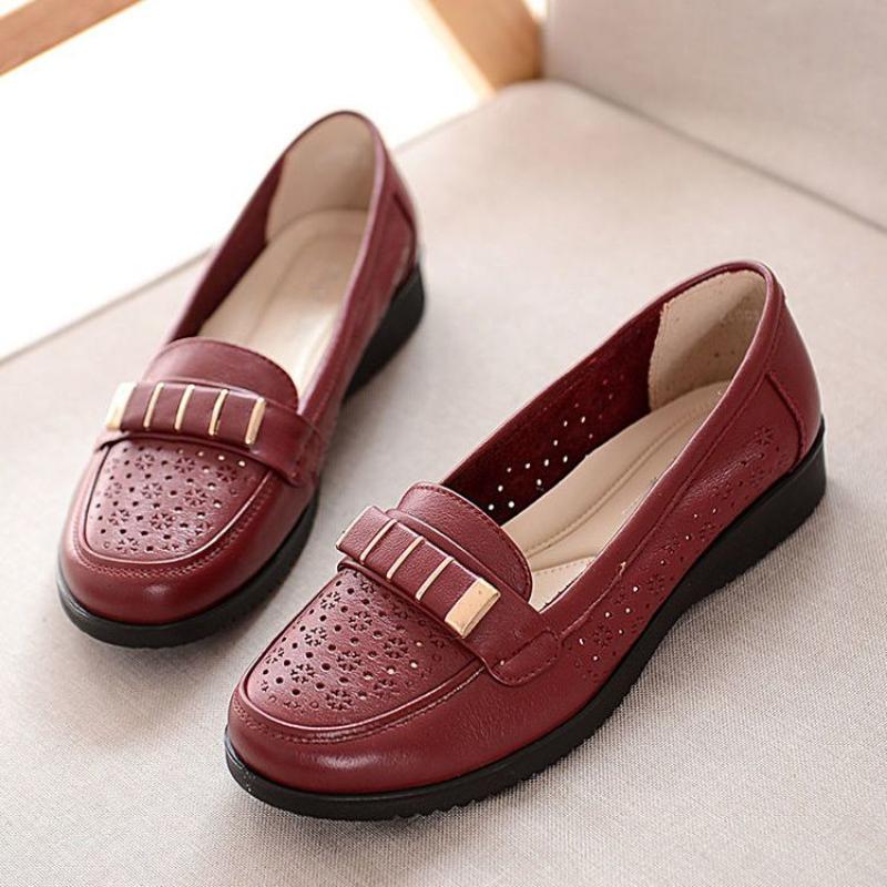 

Весенне-осенняя обувь для среднего и пожилого возраста, женская дышащая нескользящая обувь, летние туфли на плоской подошве, тканевая обувь с мягкой подошвой 40 вино красного