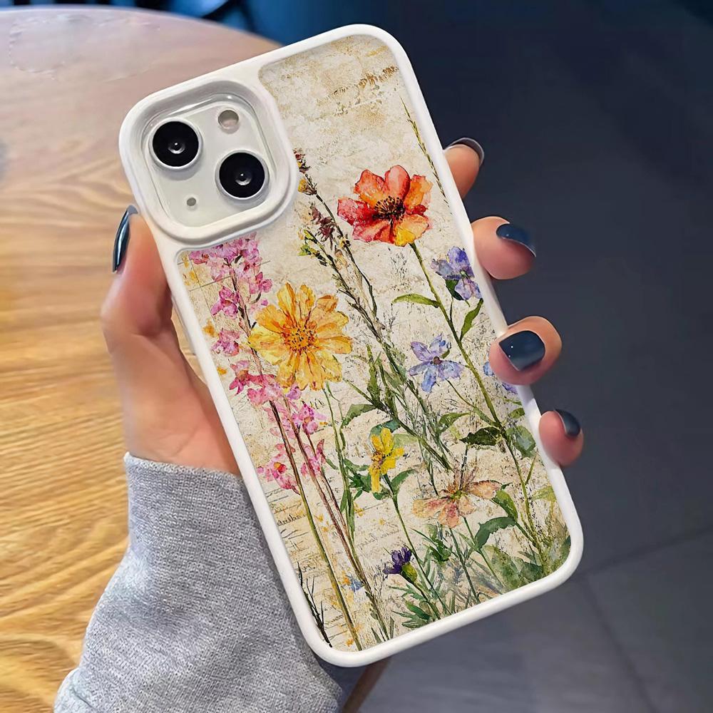 Oil Painting Flowers Phone Case for IPhone 17 Air 16 Pro Max 15 14 13 12 11 Shockproof Back PC Hard Cover