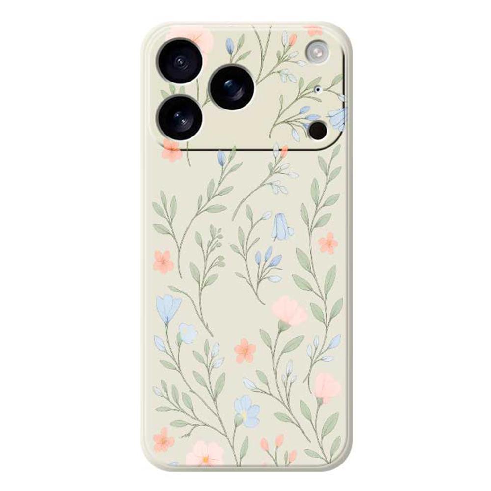 For iPhone 17 Pro Max Case Pink Blue Flowers Pattern Printing Straight Edge TPU Phone Back Cover