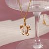 Stainless Steel Turtle Pendant Necklace Trendy Beads Chain Necklace Choker Necklace  Beach Outfit