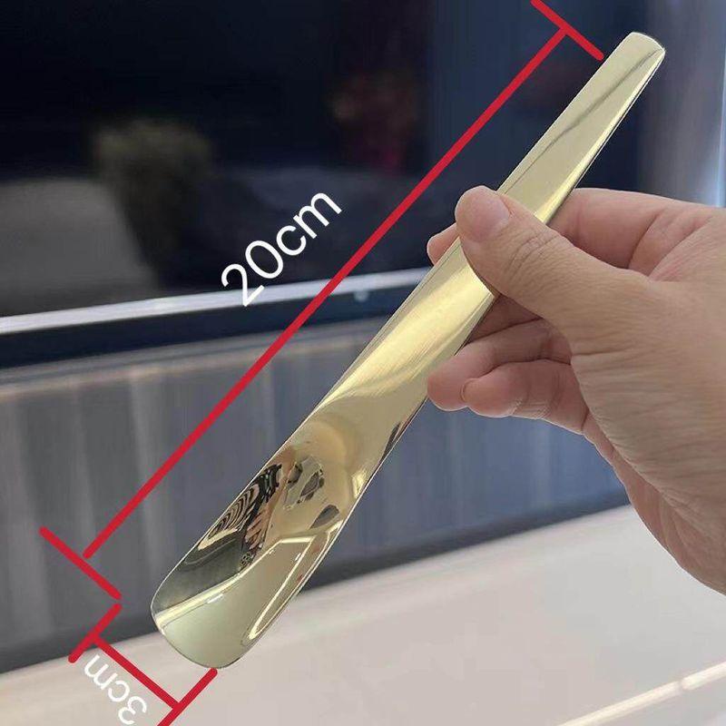 

Japanese Premium Stainless Steel Spoon, Thickened Long Handle Dessert Spoon, Cake Spoon, Bread and Cheese Spoon, Flat Head Mixing Spoon Gold [Water Throwing Machine] Running Quantity X2