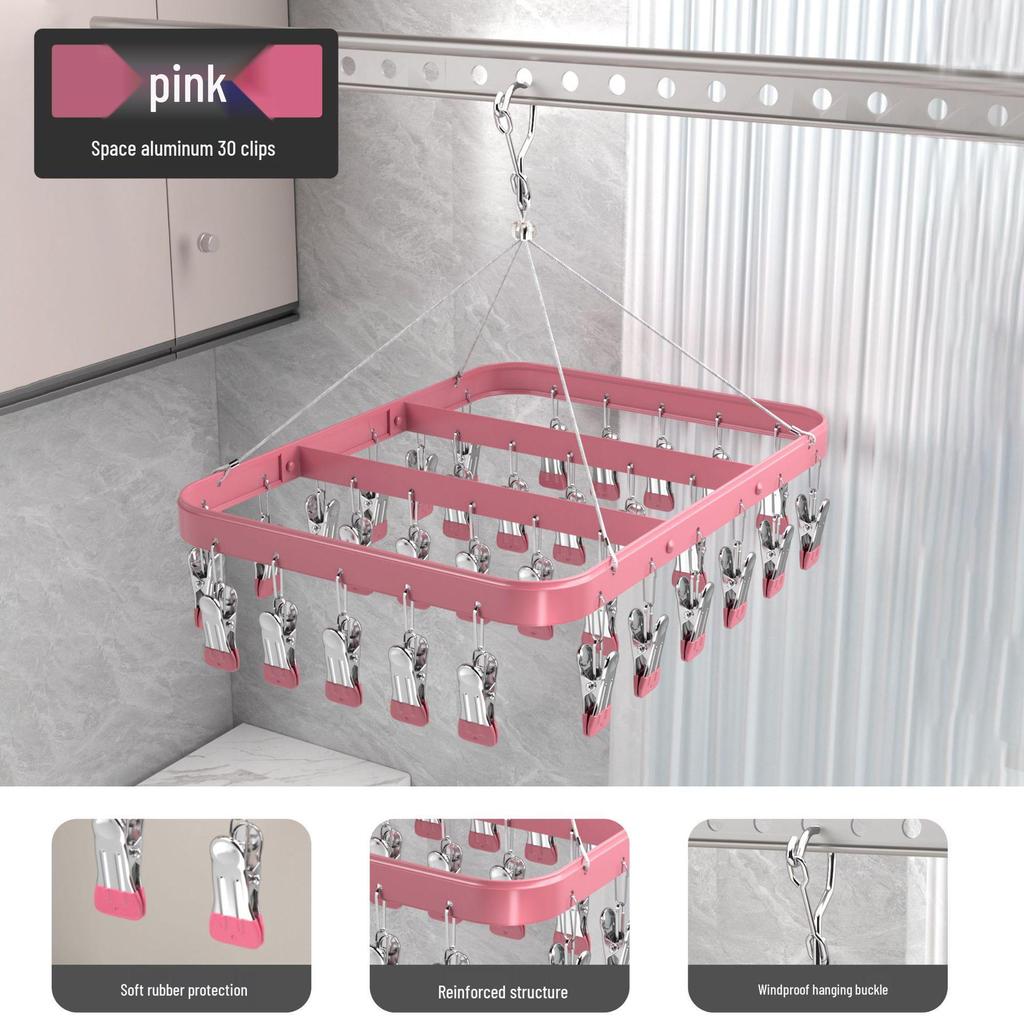 Aluminum Alloy Multi-Clip Drying Rack for Socks and Underwear