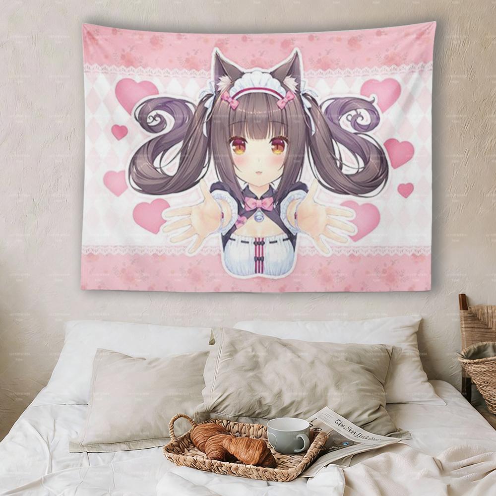 1 Stück Süßes Kawaii Anime Mädchen Wandteppich Cartoon Wandbehang Dekor für Wohnheim Schlafzimmer Perfektes Geschenk für Anime-Fans