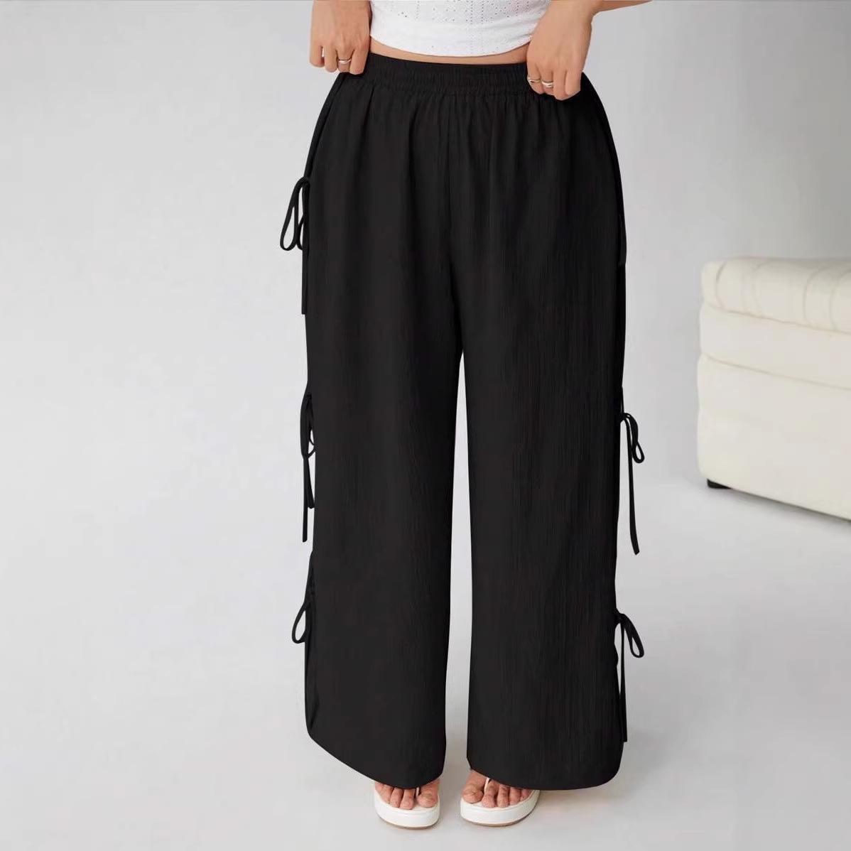 Spring Summer Plus-Size Women s Casual Bow Pants - Trendy, Niche, and Versatile. 4XL чёрный