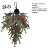 Artificial Winter Wreath Upside Down Christmas Tree Hanging Decor, Pinecone Berry with Flocked Rustic Holiday Home Decor Snow Tips, Wall Door Ornament