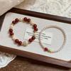 Handmade Red Crisp & Moon Amber Bracelet, New Chinese National Style Women Jewelry, Travel Souvenir