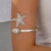 Imitation Pearl Starfish Open Cuff Bangles Metal Armlet Jewelry Versatile Women Bracelet  Banquet