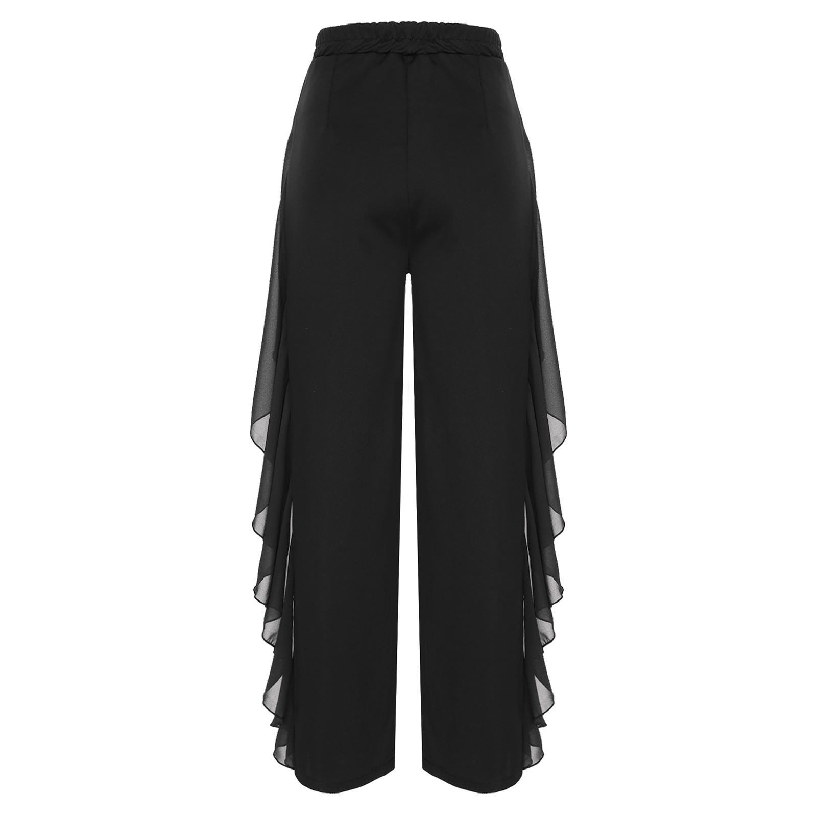 

Женские танцевальные брюки с высокой талией, широкие брюки с оборками, драпированные брюки для выступлений на сцене и танцевальных занятий M