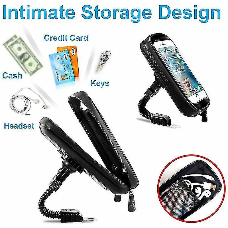 Waterproof Motorcycle Phone Holder 360 Rotation Motorcycle Scooter Smartphone Holder With Rain Cover Phone Holder For Motorcycle Rearview Mirror Up To