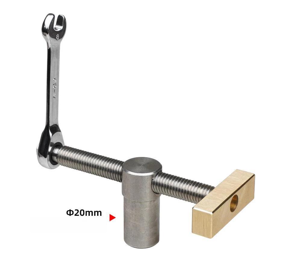 Zacisk stołowy 19/20mm Zacisk z otworem w kształcie psa 3/4 cala Regulowany ogranicznik stołu warsztatowego ze stali nierdzewnej, mosiądzu