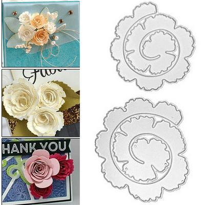 2 Pezzi/Set Stencil Stampo Forniture Fai da Te Scrabooking Acciaio al Carbonio Decorazione Spirale Fiore Metallo Fustella per Casa